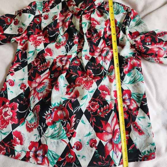 VTG High Mock Neck Secretary Pleated Blouse Back Zip Size M - Picture 6 of 8